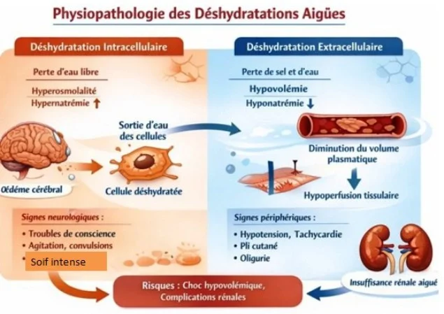 Déshydratation aigue physiopathologie et signes cliniques