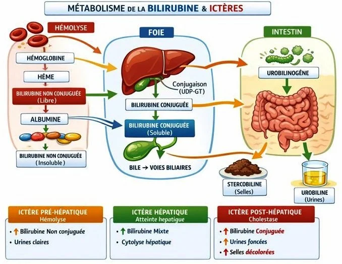 Diagnostic de l'ictère Diagnostic de l'ictère selon la bilirubine