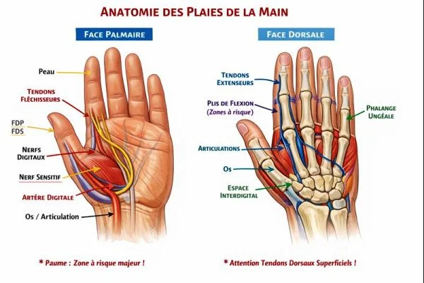 plaies de la main et anatomie