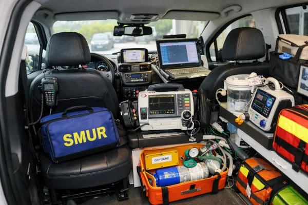 Véhicule SMUR smur ambulance avec matériel de réanimation