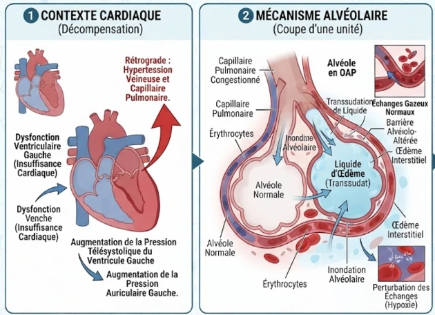 Insuffisance cardiaque aigue avec œdème aigu des poumons, physiopathologie Insuffisance cardiaque aigue avec œdème aigu des poumons, physiopathologie
