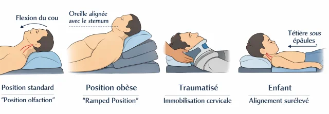 Position du patient pendant l'intubation Intubation position du patient