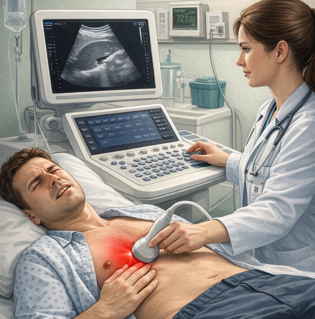 Douleur abdominale, échographie