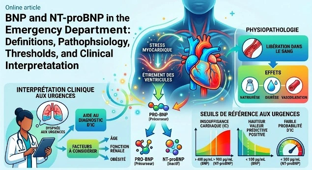 BNP (peptide natriurétique de type B) : physiopathologie, seuils diagnostiques et rôle en médecine d’urgence BNP (peptide natriurétique de type B) : physiopathologie, seuils diagnostiques et rôle en médecine d’urgence