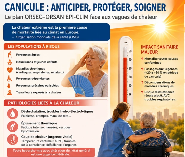Canicule plan ORSEC ORSAN, enjeux sanitaires et organisation hospitalière