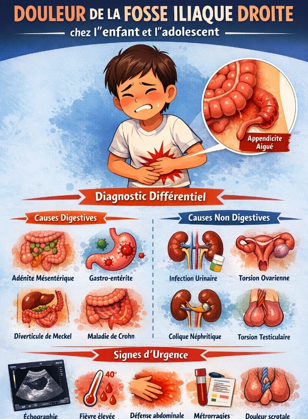 Diagnostics différentiels appendicite chez l'enfant