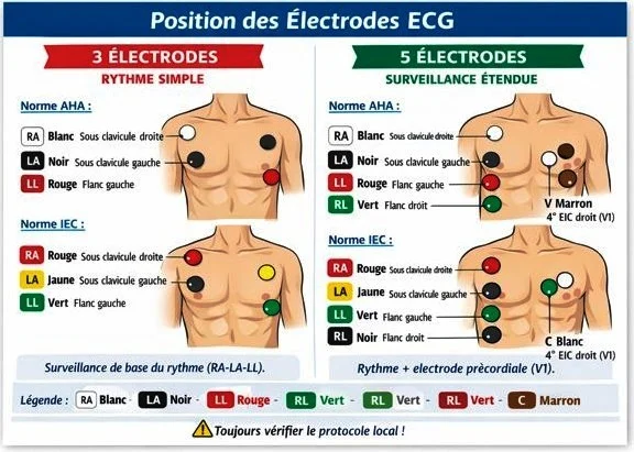 Monitoring position des électrodes du scope et couleurs
