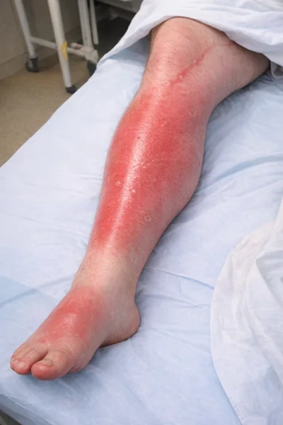 érysipèle (DHBNN), signes de Cellulitis à la jambe