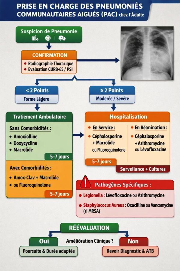 CAT pneumonie Pneumonie communautaire, antibiotiques