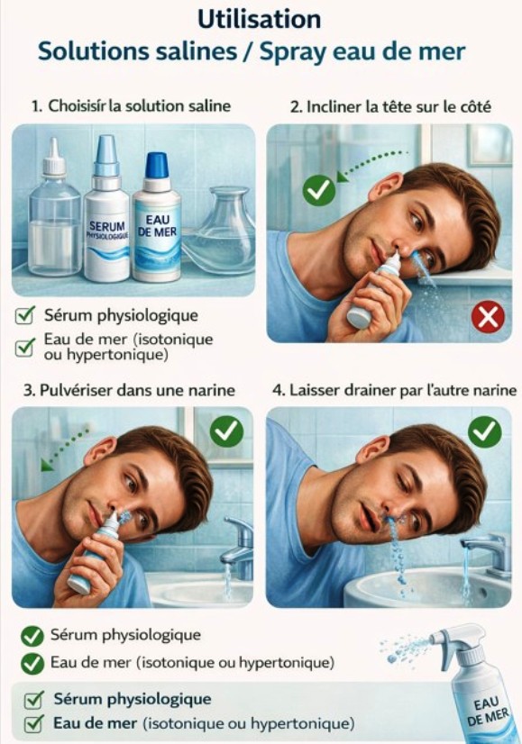 Sinusites, lavage du nez par soluté salé