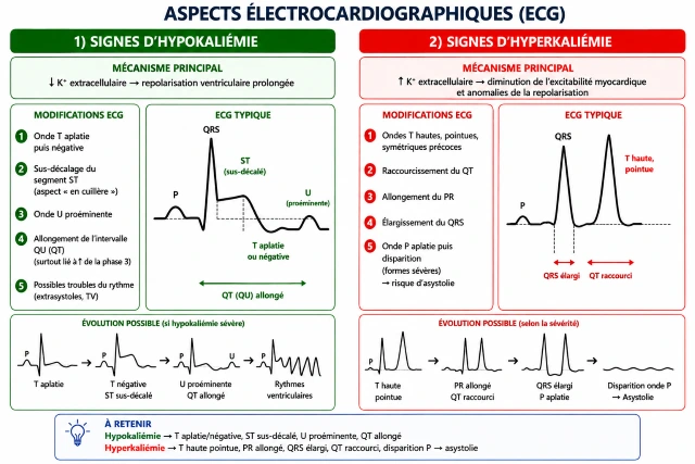 ECG : signes électriques d'hyperkaliémie et d'hypokaliémie ECG : signes électriques d'hyperkaliémie et d'hypokaliémie