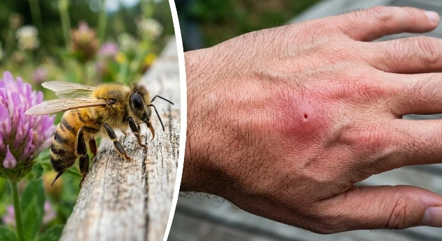 Piqures d'abeilles, signes cutanées et traitement des complications